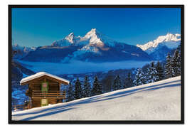 Gerahmter Kunstdruck Winter am Watzmann