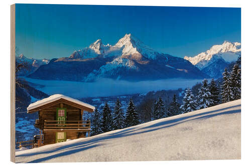 Wood print Winter wonderland at Mount Watzmann