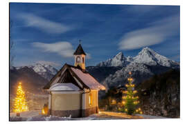 Aluminium print Christmas chapel at Watzmann