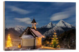 Cuadro de madera Christmas chapel at Watzmann