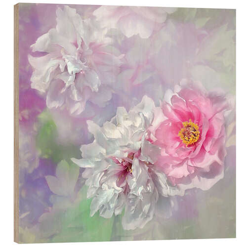 Wood print Peony Love