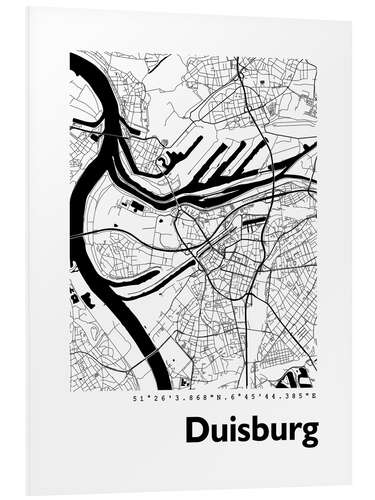 Cuadro de PVC Plano de la ciudad de Duisburg