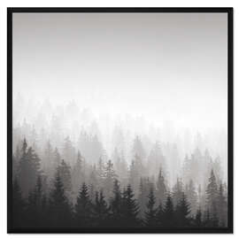 Gerahmter Kunstdruck Wald im Nebel