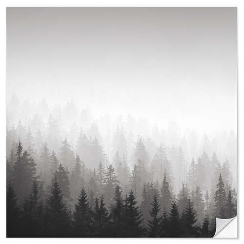 Wandsticker Wald im Nebel