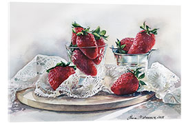 Acrylglasbild Erdbeeren und Spitze