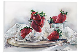 Aluminium print Strawberries and lace