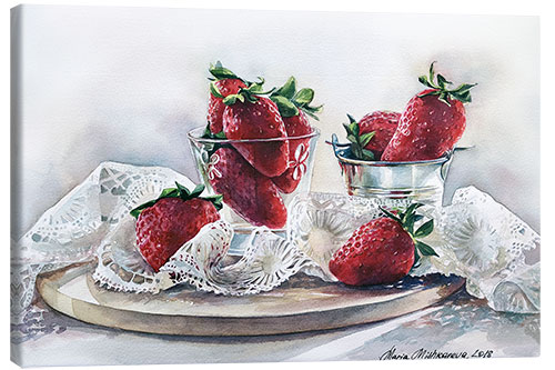 Canvas print Strawberries and lace