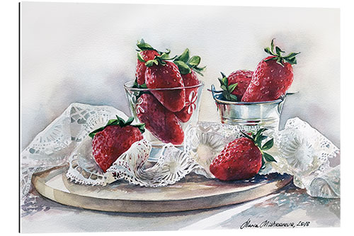 Quadro em plexi-alumínio Strawberries and lace