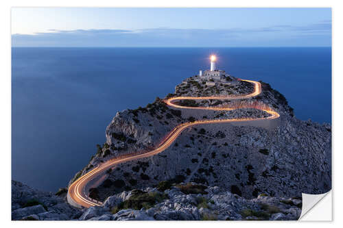 Wall sticker Light trail to the lighthouse at Cap Formentor, Mallorca