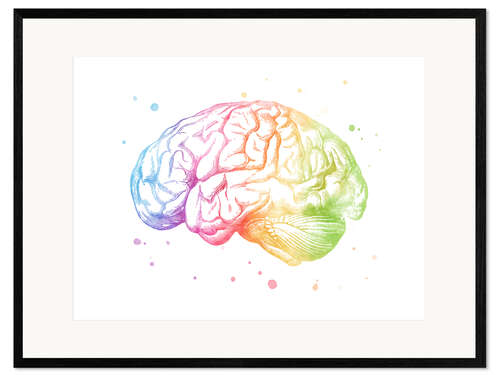 Plakat artystyczny premium w ramie Rainbow brain