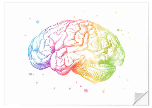 Selvklebende plakat Rainbow brain