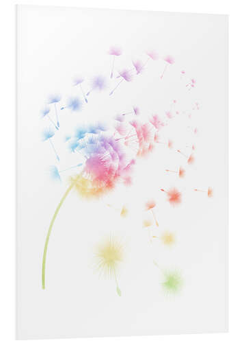 Foam board print Rainbow dandelions