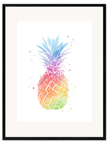 Gerahmter Kunstdruck Regenbogen-Ananas