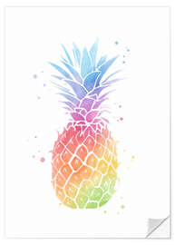 Sticker mural Ananas arc-en-ciel