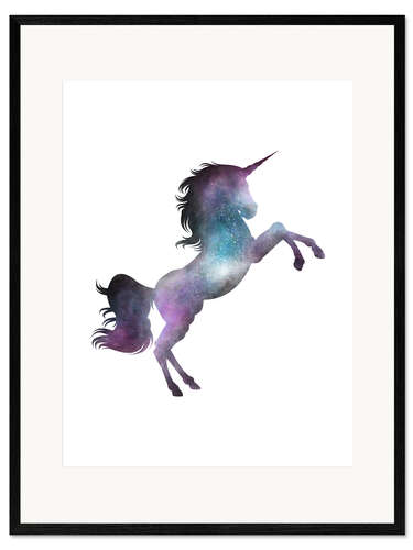 Ingelijste kunstdruk Magic unicorn