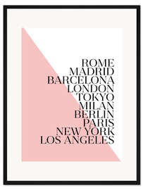 Gerahmter Kunstdruck Metropolen Pink