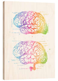 Holzbild Regenbogen-Gehirn, beschriftet
