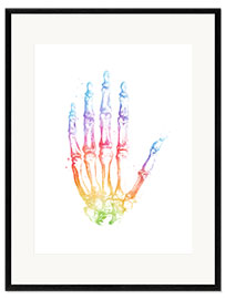 Ingelijste kunstdruk Rainbow hand bones