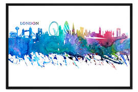 Gerahmter Kunstdruck Skyline LONDON farbenfrohe Silhouette