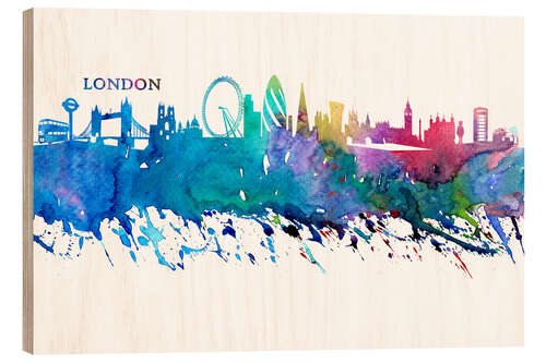 Cuadro de madera Skyline LONDON Colorful Silhouette