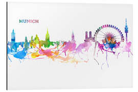 Aluminium print Skyline MUNICH Colorful Silhouette