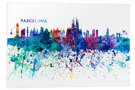 Print på skumplade Farverig skyline af Barcelona