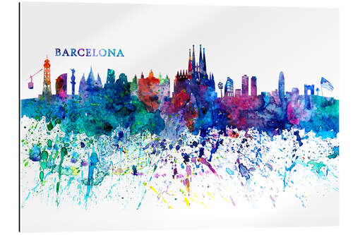 Galleritryck Skyline BARCELONA Colorful Silhouette