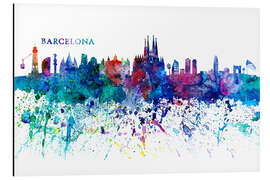 Magnettafel Skyline BARCELONA Bunte Silhouette