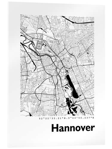 Acrylglasbild Stadtplan von Hannover