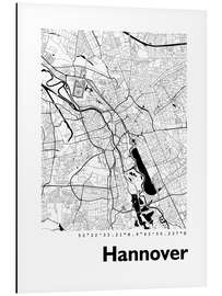 Aluminium print City map of Hannover