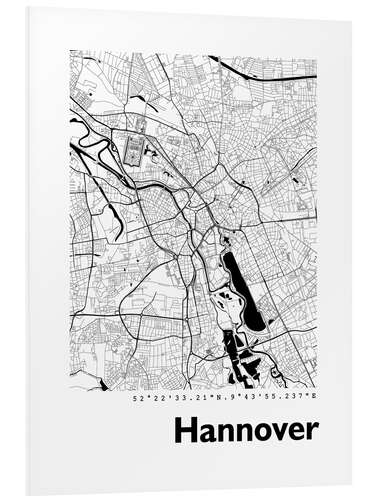 Foam board print City map of Hannover