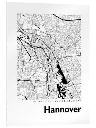 Cuadro de plexi-alu Mapa de la ciudad de Hannover