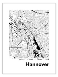 Poster  Plan de la ville de Hanovre - 44spaces