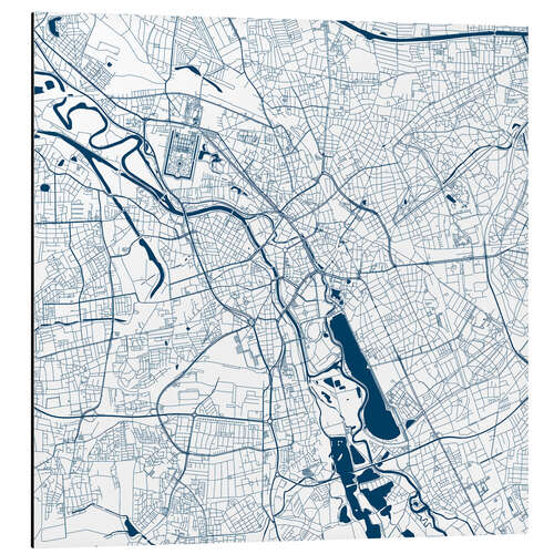 Cuadro de aluminio Mapa de Hannover, azul