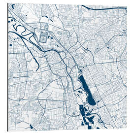 Aluminium print City map of Hannover, blue