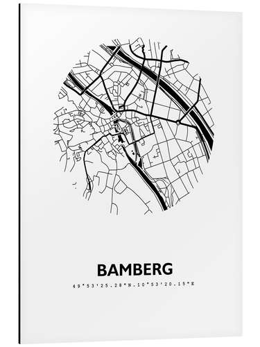 Quadro em alumínio Mapa de Bamberga