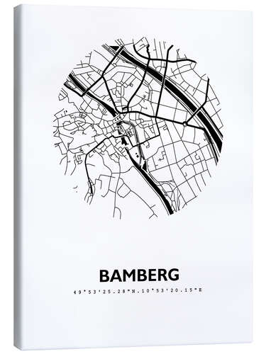 Stampa su tela Mappa della città di Bamberga