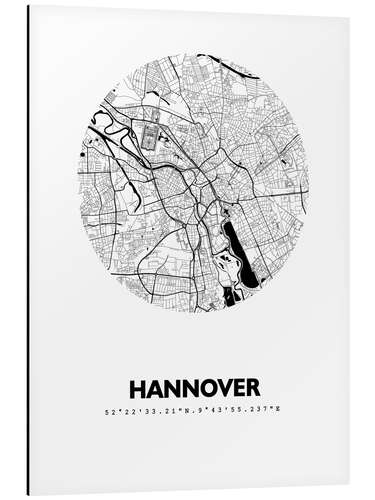 Alubild Stadtplan von Hannover, Kreis