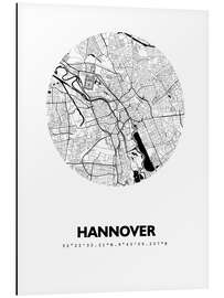 Quadro em alumínio City map of Hannover, circle