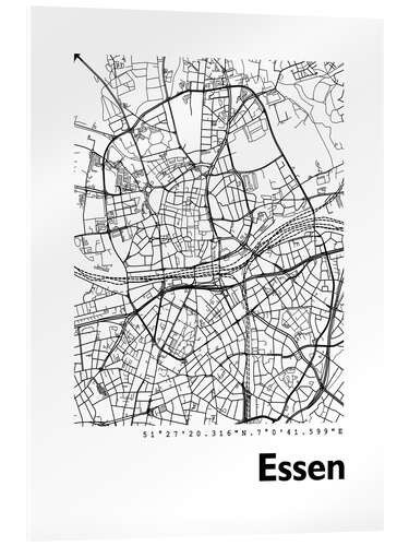 Acrylic print City map of Essen