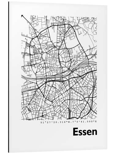 Aluminiumtavla City map of Essen