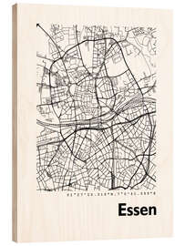 Wood print City map of Essen