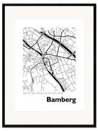 Impresión de arte enmarcada Mapa de la ciudad de Bamberg