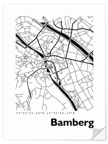 Sticker mural Plan de la ville de Bamberg