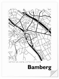 Selvklebende plakat City map of Bamberg