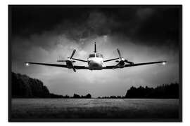 Gerahmter Kunstdruck Kleines Flugzeug im Landeanflug
