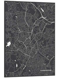 Aluminium print Birmingham England Map