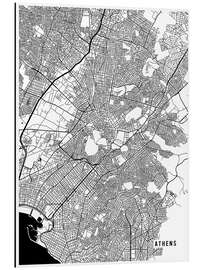 Tableau en aluminium Athens Greece Map