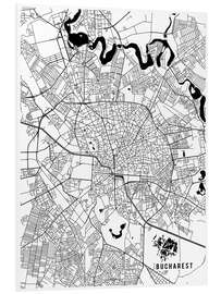 Foam board print Bucharest Romania Map