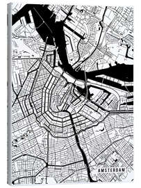 Leinwandbild  Amsterdam Niederlande Karte II - Main Street Maps